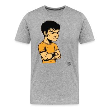 Bruce "the Offended" Kung FU Master Lee - Men's Premium Organic T-Shirt - heather grey - Front - Damien (186cm)