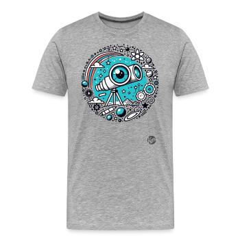 Astronomy Design "Eye of Astronomy" Telescope - Men's Premium Organic T-Shirt - heather grey - Front - Damien (186cm)