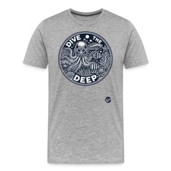Deep Sea Design "Dive into the Deep" Underwater - Men's Premium Organic T-Shirt - heather grey - Front - Damien (186cm)