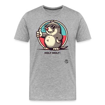 Sacré Moly ! Pouce levé de la taupe aveugle - T-shirt bio Premium Homme - gris chiné - Devant - Damien (186cm)