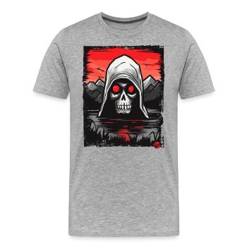 Skull Grim Reaper - Men's Premium Organic T-Shirt - heather grey - Front - Damien (186cm)