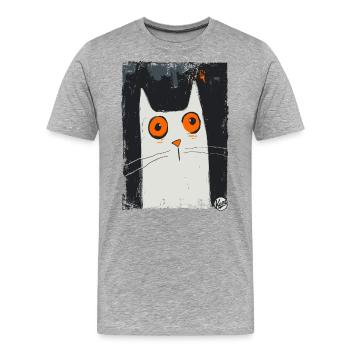 L’art de la surprise – Un chat - T-shirt bio Premium Homme - gris chiné - Devant - Damien (186cm)