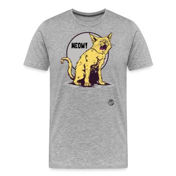Die nervige jammernde Katze nervt - Männer Premium Bio T-Shirt - Grau meliert - Vorne - Damien (186cm)