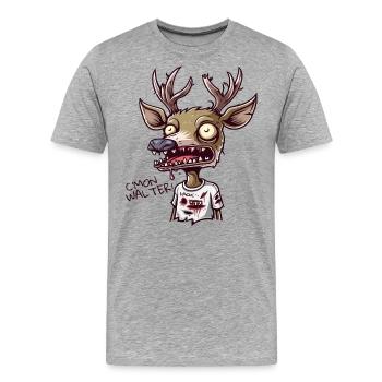 Completely exhausted reindeer asks Walter for more - Men's Premium Organic T-Shirt - heather grey - Front - Damien (186cm)