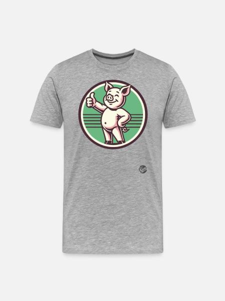 Thumbs Up – Funny Pig - Men's Premium Organic T-Shirt - heather grey