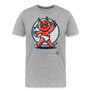 Vintage Retro Cartoon-Stil: Süßer kleiner Teufel - Männer Premium Bio T-Shirt - Grau meliert - Vorne - Damien (186cm)