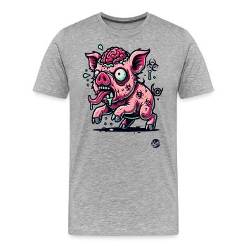 Rotten Brain - Drôle de cochon zombie - T-shirt bio Premium Homme - gris chiné - Devant - Damien (186cm)