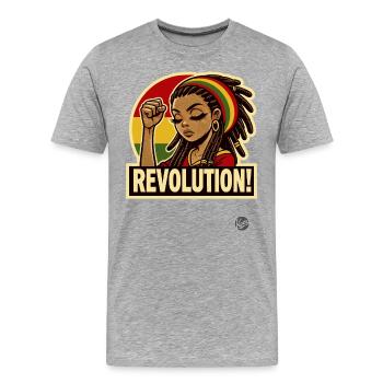 Rasta Girl : Révolution rastafari - T-shirt bio Premium Homme - gris chiné - Devant - Damien (186cm)