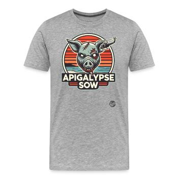 Cochon de l’Apocalypse - T-shirt bio Premium Homme - gris chiné - Devant - Damien (186cm)