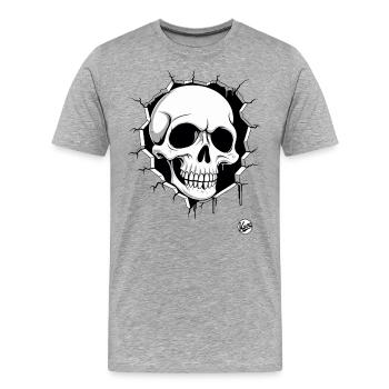 Crâne perçant le mur - T-shirt bio Premium Homme - gris chiné - Devant - Damien (186cm)