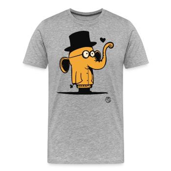Cute Orange Cartoon Elephant Design - Men's Premium Organic T-Shirt - heather grey - Front - Damien (186cm)