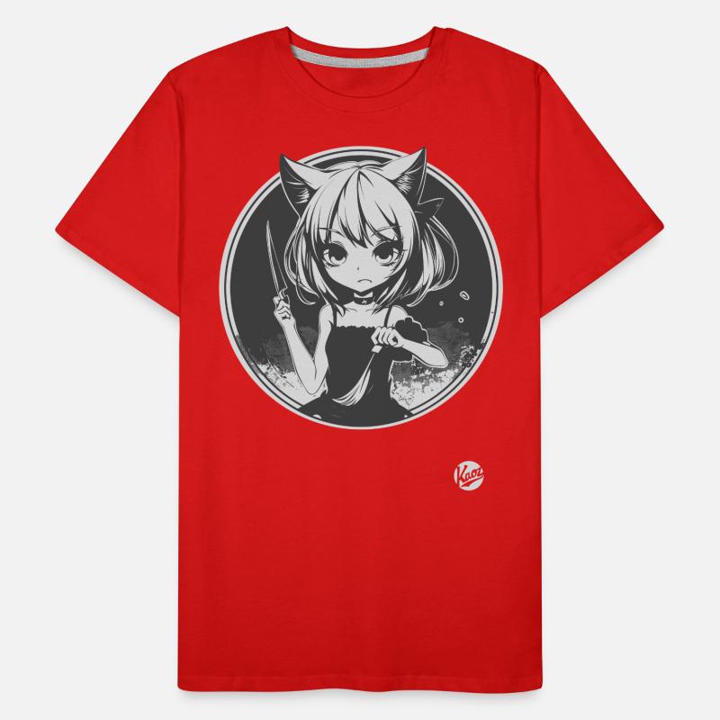 Katzen-Mädchen so ernst Männer Premium Bio T-Shirt