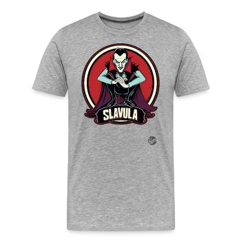 Slav Dracula: Slavula Gopnik Vampir - Männer Premium Bio T-Shirt - Grau meliert - Vorne - Damien (186cm)