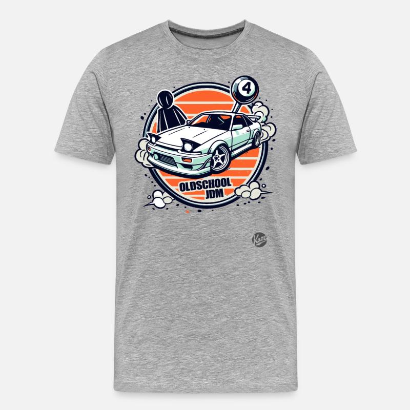 Oldschool JDM Drift-Auto-Rennfahrer - Männer Premium Bio T-Shirt - Grau meliert
