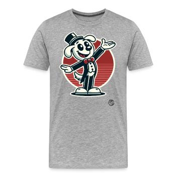 Retro cartoon dog as director and entertainer - Men's Premium Organic T-Shirt - heather grey - Front - Damien (186cm)
