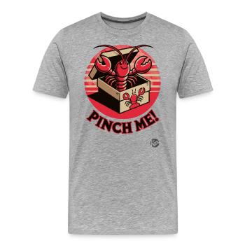 Zwicken erlaubt, Kleiner glücklicher Hummer - Männer Premium Bio T-Shirt - Grau meliert - Vorne - Damien (186cm)