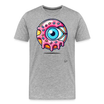 Monster-Auge-Donut - Männer Premium Bio T-Shirt - Grau meliert - Vorne - Damien (186cm)