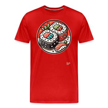 Sushi - Männer Premium Bio T-Shirt - Rot - Vorne - Damien (186cm)
