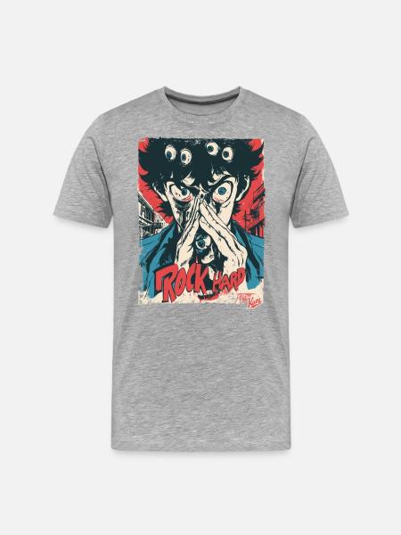 Monster Eyes Rock Hard - Men's Premium Organic T-Shirt - heather grey