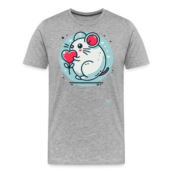 Cute Mouse with Heart - Men's Premium Organic T-Shirt - heather grey - Front - Damien (186cm)