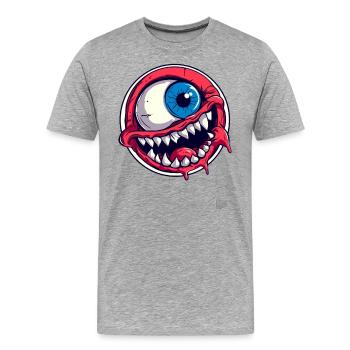 Lustiges Horror-Zyklop Auge - Männer Premium Bio T-Shirt - Grau meliert - Vorne - Damien (186cm)