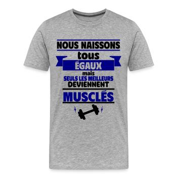 les meilleurs deviennent musclés - T-shirt bio Premium Homme - gris chiné - Devant - Damien (186cm)