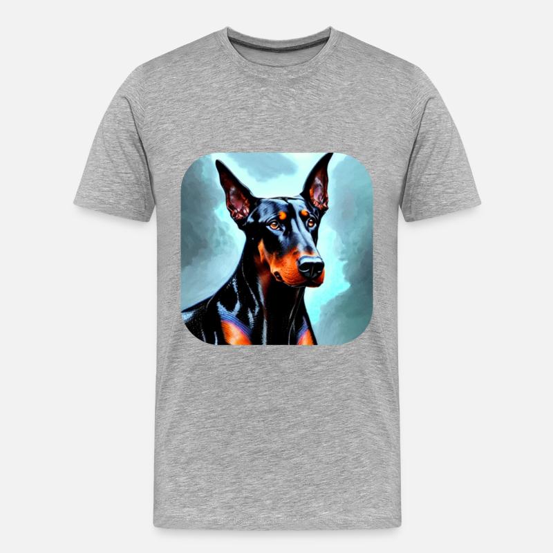 Dobermann - Männer Premium Bio T-Shirt - Grau meliert