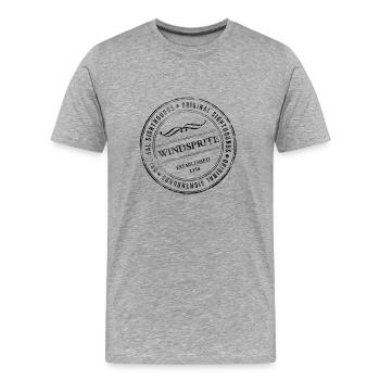 Windsprite Rubber Stamp - Männer Premium Bio T-Shirt - Grau meliert - Vorne - Damien (186cm)
