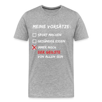 2024 Vorsätze Sprüche Shirt lustig - Männer Premium Bio T-Shirt - Grau meliert - Vorne - Damien (186cm)