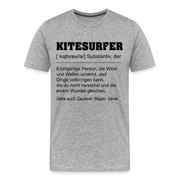 Kitesurfer Definition - Männer Premium Bio T-Shirt - Grau meliert - Vorne - Damien (186cm)