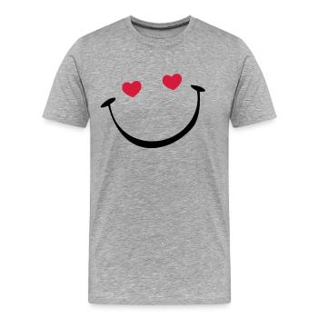 lachendes Gesicht - Männer Premium Bio T-Shirt - Grau meliert - Vorne - Damien (186cm)