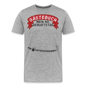 Guestbook My 50th Birthday Gift Idea - Men's Premium Organic T-Shirt - heather grey - Front - Damien (186cm)