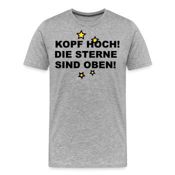 Kopf hoch - die Sterne sind oben - Männer Premium Bio T-Shirt - Grau meliert - Vorne - Damien (186cm)