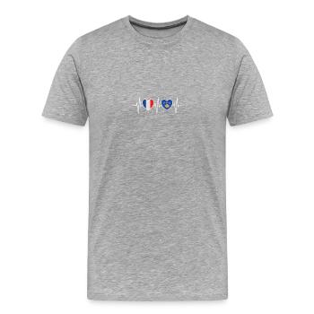 France et Kosovo Drapeau du Kosovo Drapeaux du Kosovo - T-shirt bio Premium Homme - gris chiné - Devant - Damien (186cm)