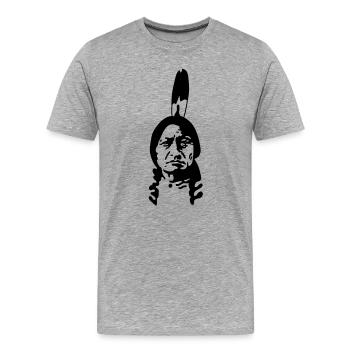 Indianer - Männer Premium Bio T-Shirt - Grau meliert - Vorne - Damien (186cm)
