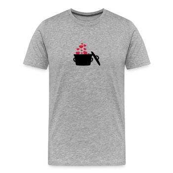 Chapeau 5 étoiles amour le cœur du chef - T-shirt bio Premium Homme - gris chiné - Devant - Damien (186cm)