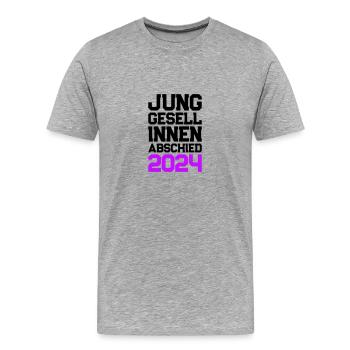 Enterrement de vie de jeune fille 2024 Enterrement de vie de jeune fille - T-shirt bio Premium Homme - gris chiné - Devant - Damien (186cm)