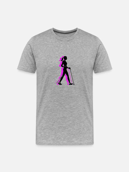 Nordic Walking Woman Icon - Men's Premium Organic T-Shirt - heather grey
