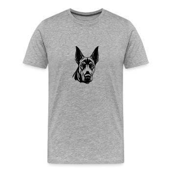 Tête de chien Doberman - T-shirt bio Premium Homme - gris chiné - Devant - Damien (186cm)