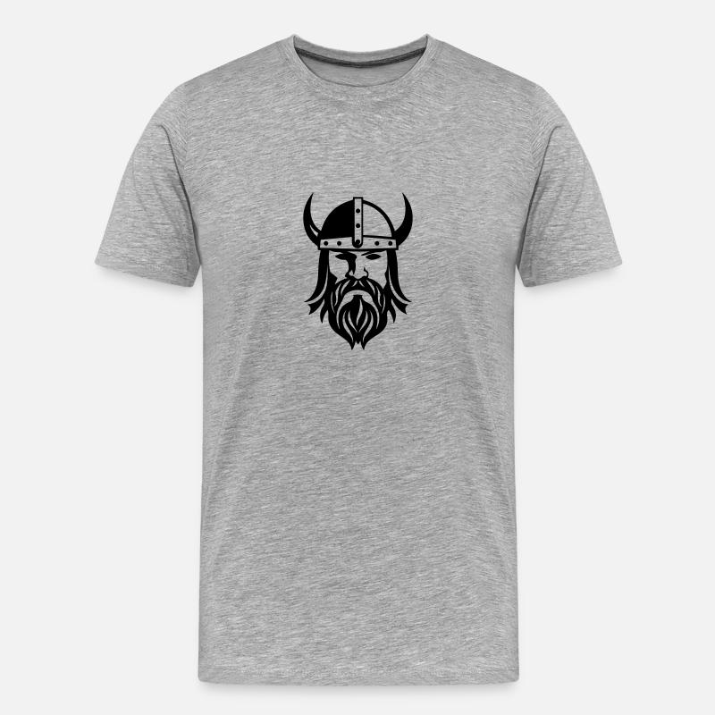 Wikinger Kopf Krieger Valhalla Odin - Männer Premium Bio T-Shirt - Grau meliert