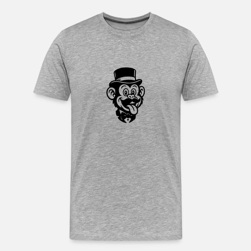 Affe Bräutigam Comic - Männer Premium Bio T-Shirt - Grau meliert