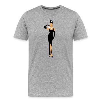 Petit-déjeuner diamant avec chat - T-shirt bio Premium Homme - gris chiné - Devant - Damien (186cm)