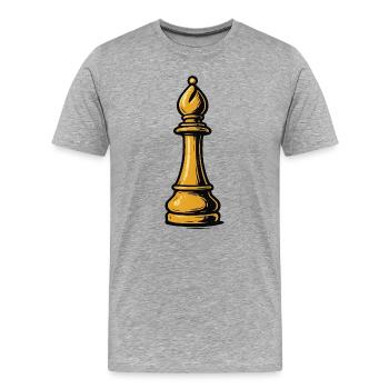 Icône d’échecs de l’évêque d’or - T-shirt bio Premium Homme - gris chiné - Devant - Damien (186cm)