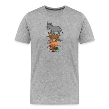 Verdrehte Bremer Stadtmusikanten - Männer Premium Bio T-Shirt - Grau meliert - Vorne - Damien (186cm)