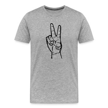 Victory-Zeichen - Männer Premium Bio T-Shirt - Grau meliert - Vorne - Damien (186cm)