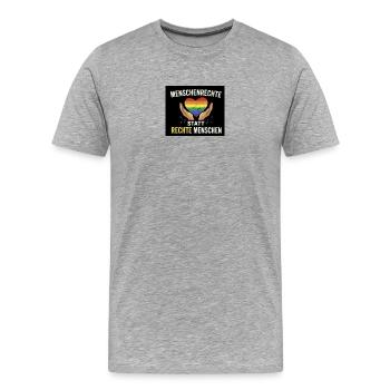 Human rights instead of right-wing people - Men's Premium Organic T-Shirt - heather grey - Front - Damien (186cm)