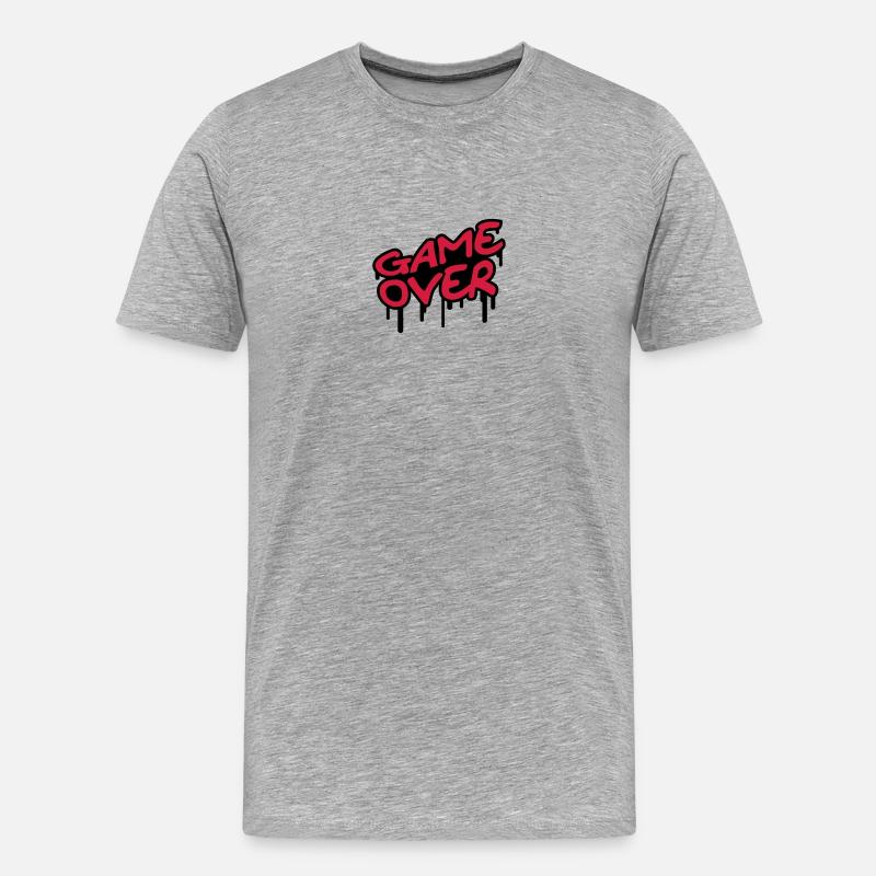 Game Over - Männer Premium Bio T-Shirt - Grau meliert