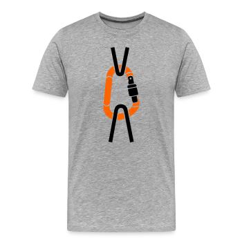 Carabiner Climbing Rope Arborist Alpinist - Men's Premium Organic T-Shirt - heather grey - Front - Damien (186cm)