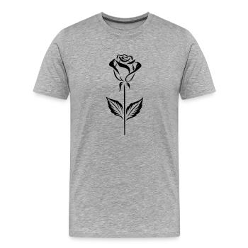 Design simple de rose noire - T-shirt bio Premium Homme - gris chiné - Devant - Damien (186cm)