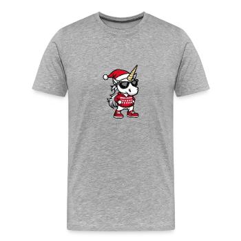 Unicorn Christmas Ugly Christmas - Men's Premium Organic T-Shirt - heather grey - Front - Damien (186cm)